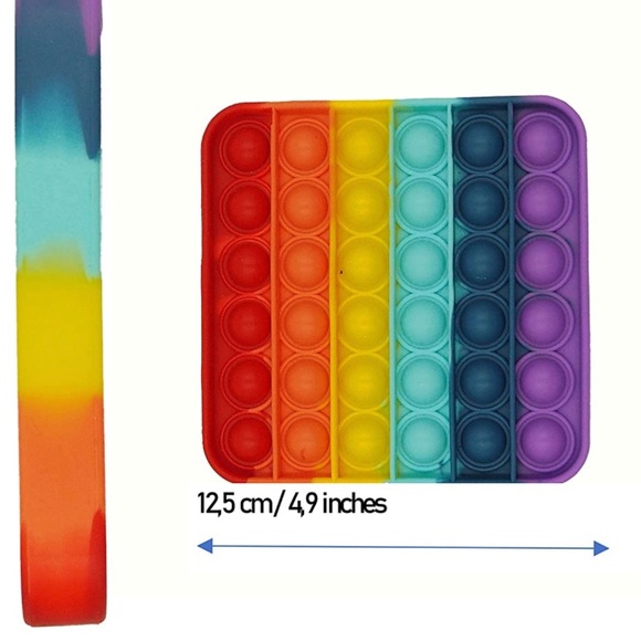 New Square Rainbow Fidget Bubble Push Pop Toy - Picture 3 of 7